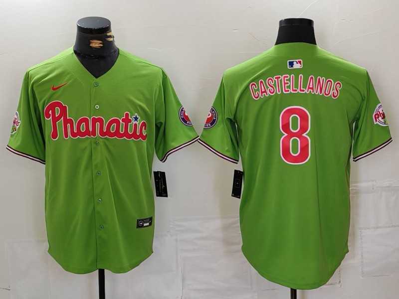 Men%27s Philadelphia Phillies #8 Nick Castellanos Green With Patch Stitched Cool Base Nike Jersey